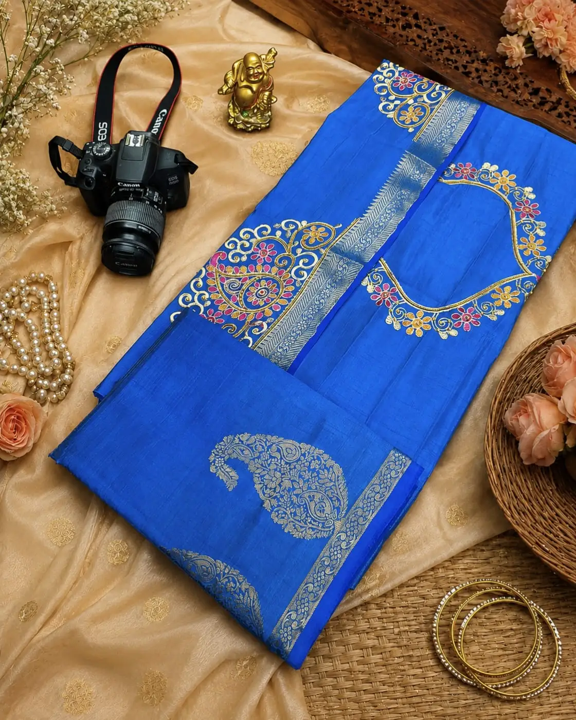 Paisley Arch Zari Embroidered Tussar Silk Saree